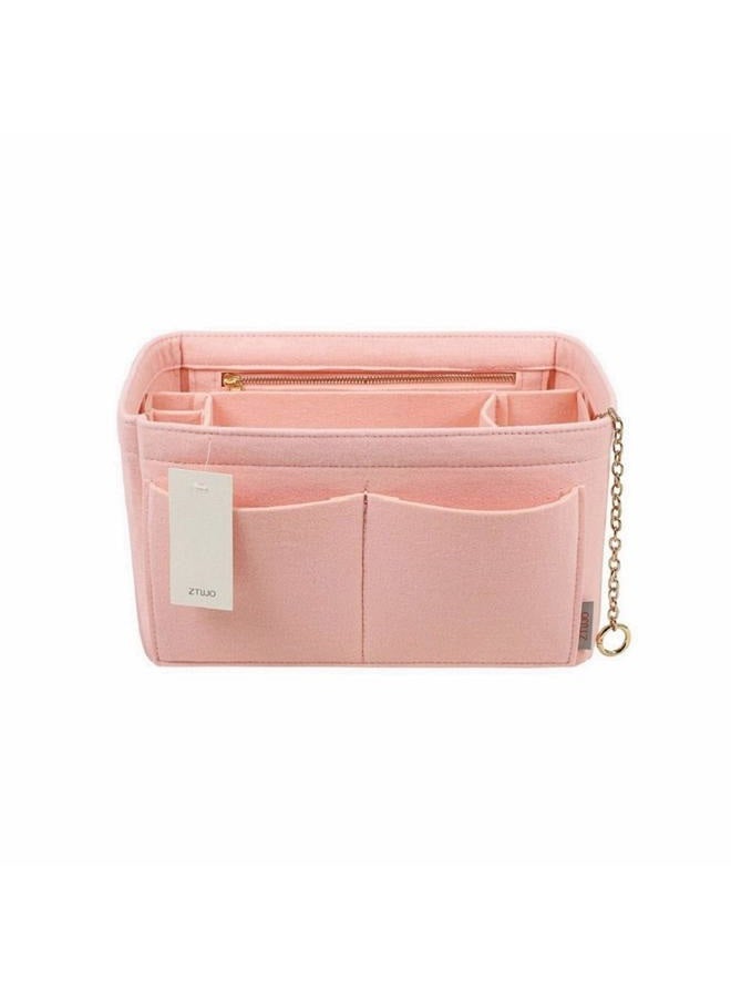 ZTUJO Purse Organizer Insert, Felt Purse Organizer with Zipper and Sewn Bottom Insert, Fit Speedy Neverfull Graceful,6 Sizes (Large, Brush Pink) - Image 1