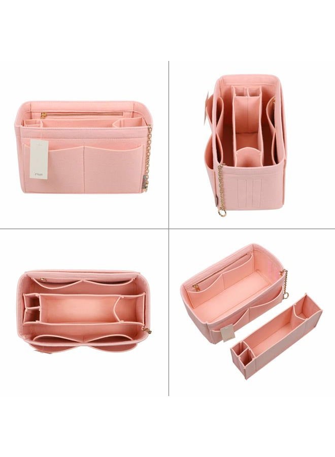 ZTUJO Purse Organizer Insert, Felt Purse Organizer with Zipper and Sewn Bottom Insert, Fit Speedy Neverfull Graceful,6 Sizes (Large, Brush Pink) - Image 5