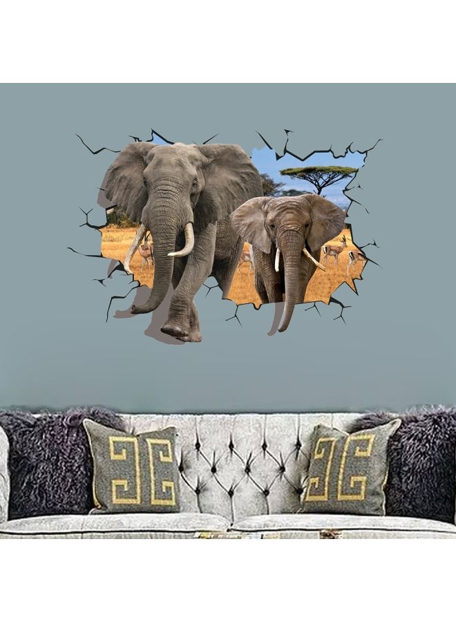 NIBEMINENT 3D Elephant Printed Wall Sticker Brown/Blue/Beige 5.7x9.5x1cm - Image 1