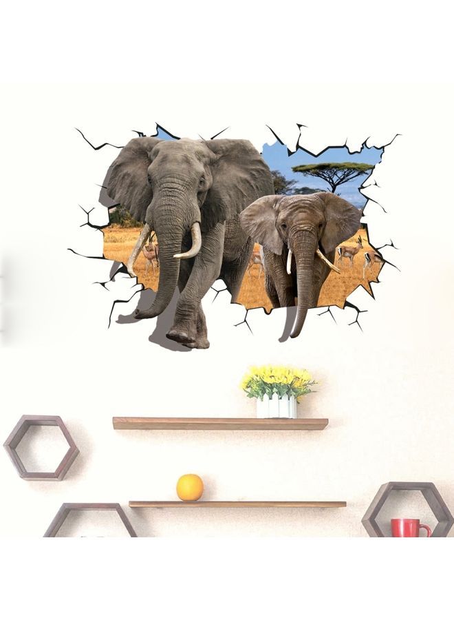 NIBEMINENT 3D Elephant Printed Wall Sticker Brown/Blue/Beige 5.7x9.5x1cm - Image 2
