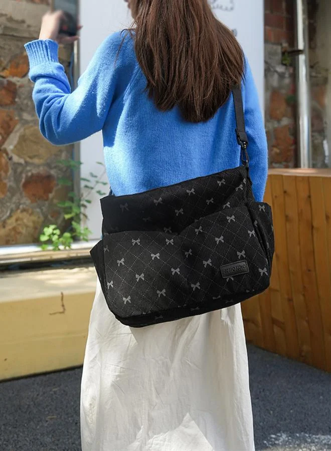 Take Two Bow Print Double Strap Shoulder Bag