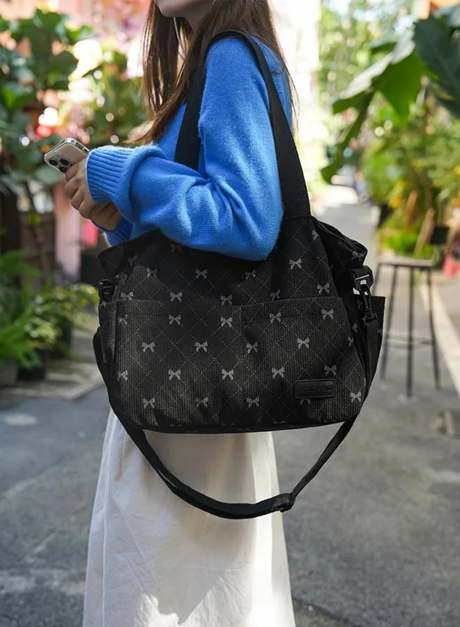 Take Two Bow Print Double Strap Shoulder Bag