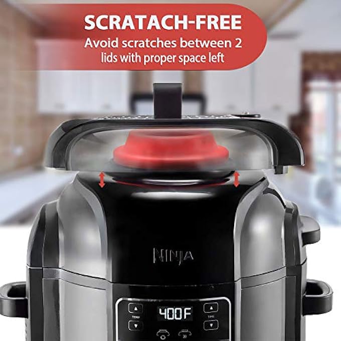 حامل غطاء سيليكون لطنجرة الضغط من السيليكون، ملحقات لطنجرة الضغط نينجا فودي ومقلاة الهواء سعة 5 كوارت و65 كوارت و8 كوارت، لون أحمر - Image 2