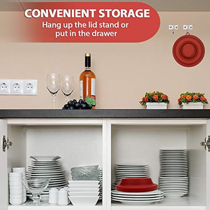 حامل غطاء سيليكون لطنجرة الضغط من السيليكون، ملحقات لطنجرة الضغط نينجا فودي ومقلاة الهواء سعة 5 كوارت و65 كوارت و8 كوارت، لون أحمر - Image 4