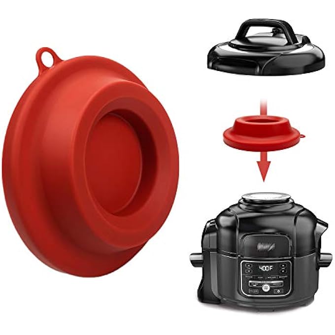 حامل غطاء سيليكون لطنجرة الضغط من السيليكون، ملحقات لطنجرة الضغط نينجا فودي ومقلاة الهواء سعة 5 كوارت و65 كوارت و8 كوارت، لون أحمر - Image 1