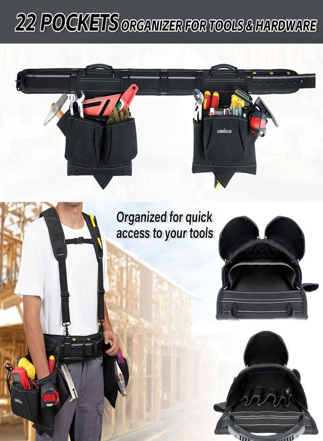 KUNN Tool Belt with Suspenders Professional Framer's Construction Rig with Suspenders and 22 Pockets for Carpenter, Electrician, Roofing - Image 5