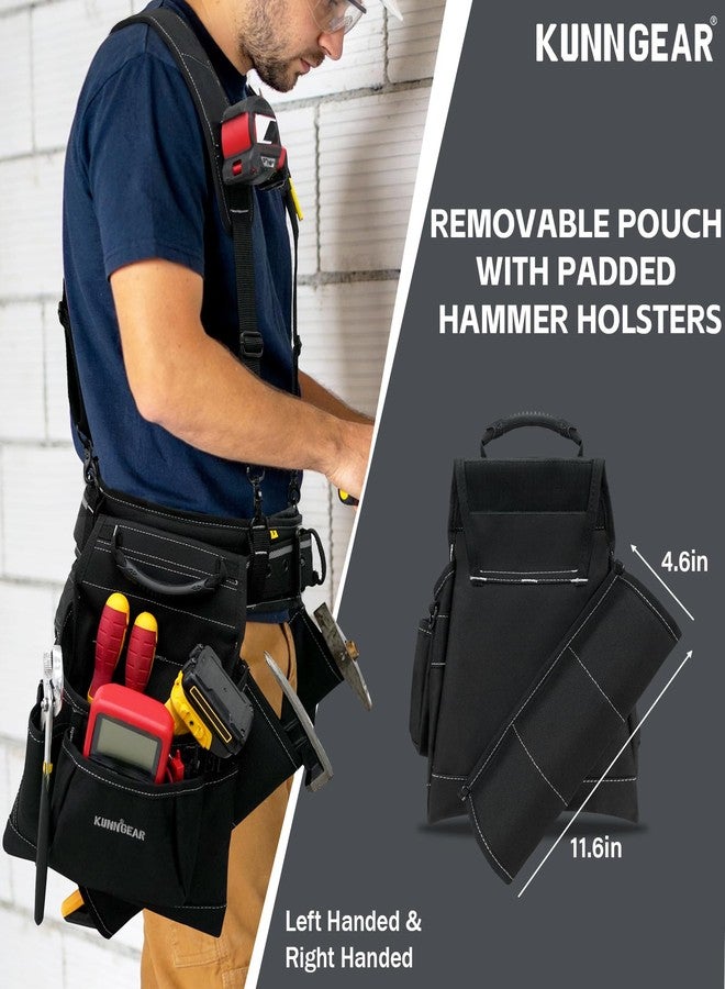 KUNN Tool Belt with Suspenders Professional Framer's Construction Rig with Suspenders and 22 Pockets for Carpenter, Electrician, Roofing - Image 4