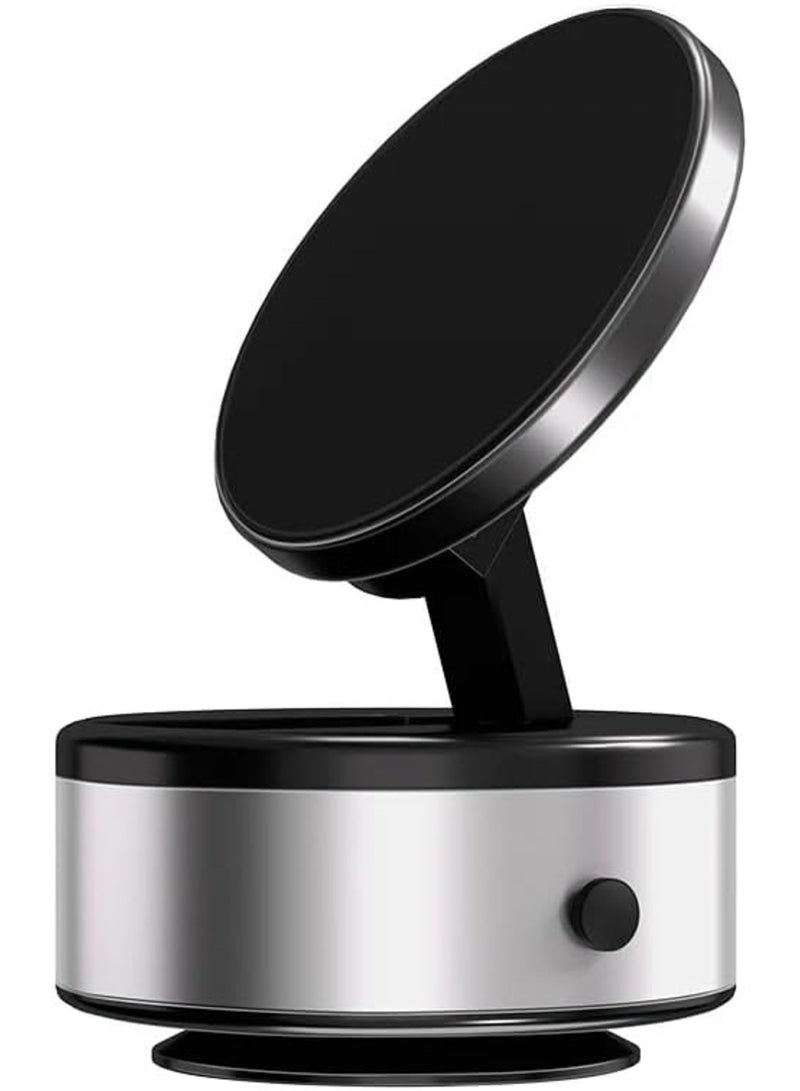 ELTRAZONE Vacuum Suction Magnetic Car Phone Holder – 360° Rotation, Multi-Functional Secure Mount for Car, Gym, Office & More (Silver) - Image 1