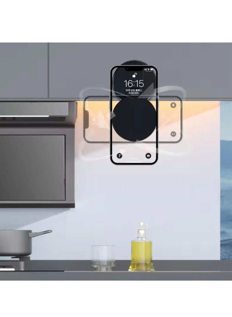 ELTRAZONE Vacuum Suction Magnetic Car Phone Holder – 360° Rotation, Multi-Functional Secure Mount for Car, Gym, Office & More (Silver) - Image 2