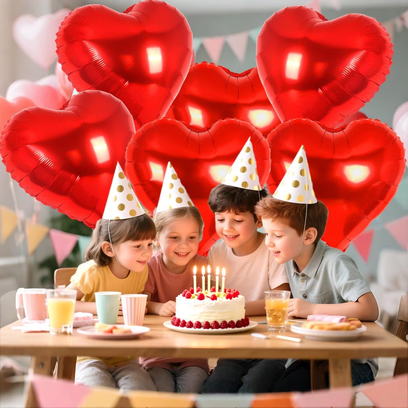 YOTHORN 32 Inch Giant Heart Balloons,6 Pcs Heart Shape Foil Balloons Love Balloon Valentine Balloon for Birthday Party Wedding Engagement Party Baby Shower Valentine Day Decorations (Red) - Image 4