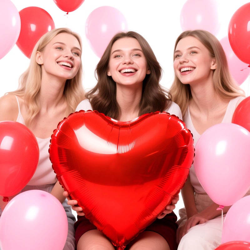 YOTHORN 32 Inch Giant Heart Balloons,6 Pcs Heart Shape Foil Balloons Love Balloon Valentine Balloon for Birthday Party Wedding Engagement Party Baby Shower Valentine Day Decorations (Red) - Image 3