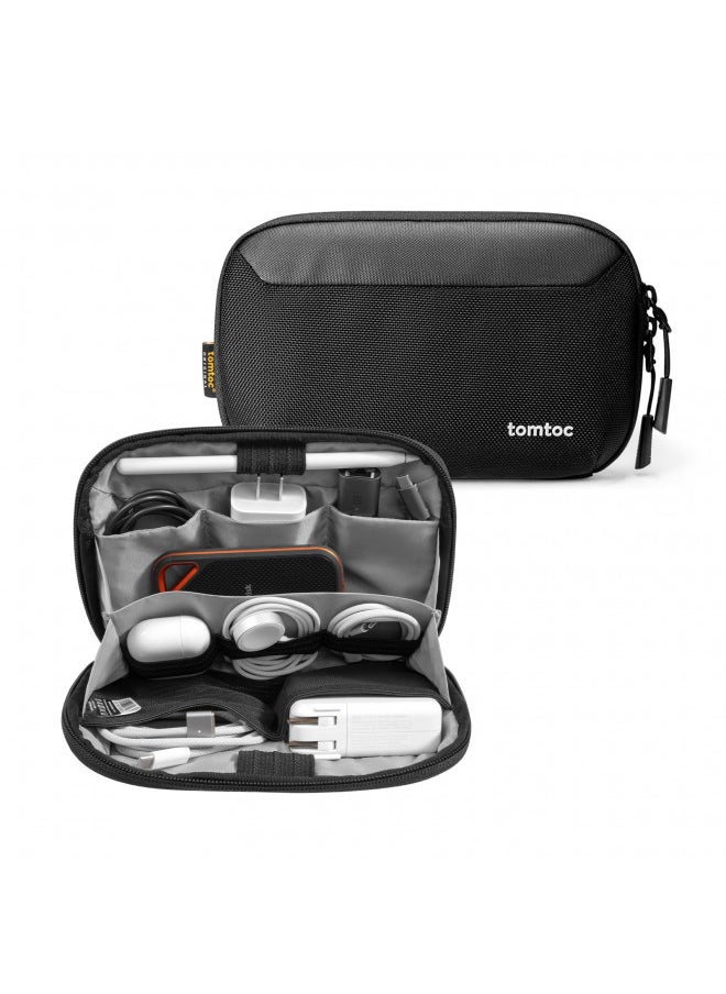 Tomtoc tomtoc Travel Cable Organizer Pouch, Electronics Accessories Organizer Portable Waterproof Double Accessories Carry Case for Cord, Charger, Cables, USB Drive, Black  - Image 1