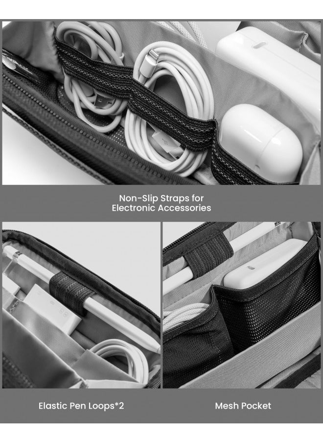 Tomtoc tomtoc Travel Cable Organizer Pouch, Electronics Accessories Organizer Portable Waterproof Double Accessories Carry Case for Cord, Charger, Cables, USB Drive, Black  - Image 3