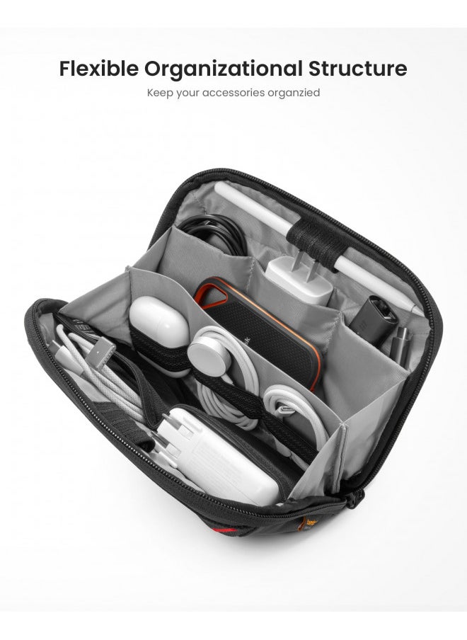 Tomtoc tomtoc Travel Cable Organizer Pouch, Electronics Accessories Organizer Portable Waterproof Double Accessories Carry Case for Cord, Charger, Cables, USB Drive, Black  - Image 2