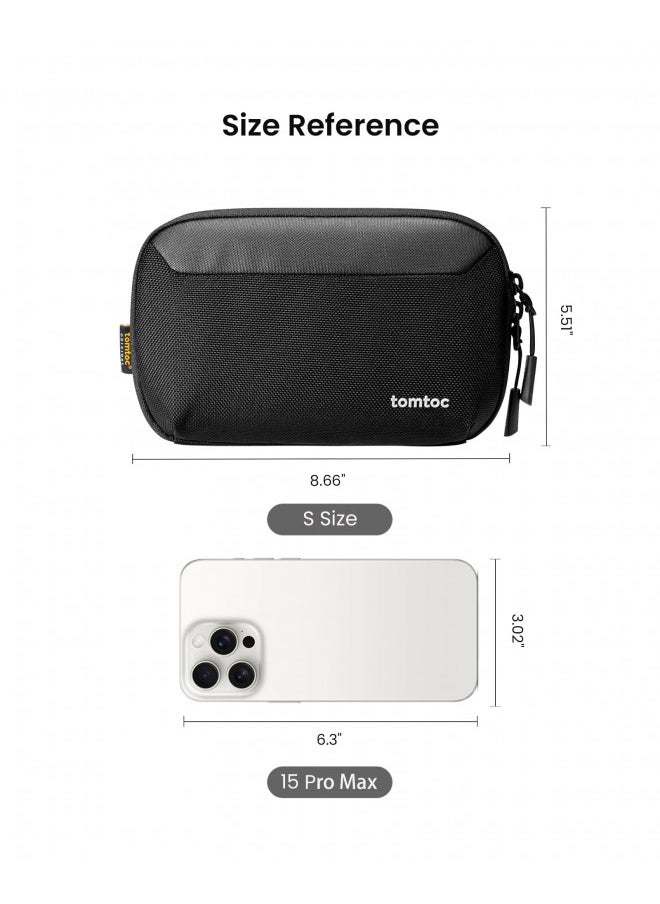 Tomtoc tomtoc Travel Cable Organizer Pouch, Electronics Accessories Organizer Portable Waterproof Double Accessories Carry Case for Cord, Charger, Cables, USB Drive, Black  - Image 4