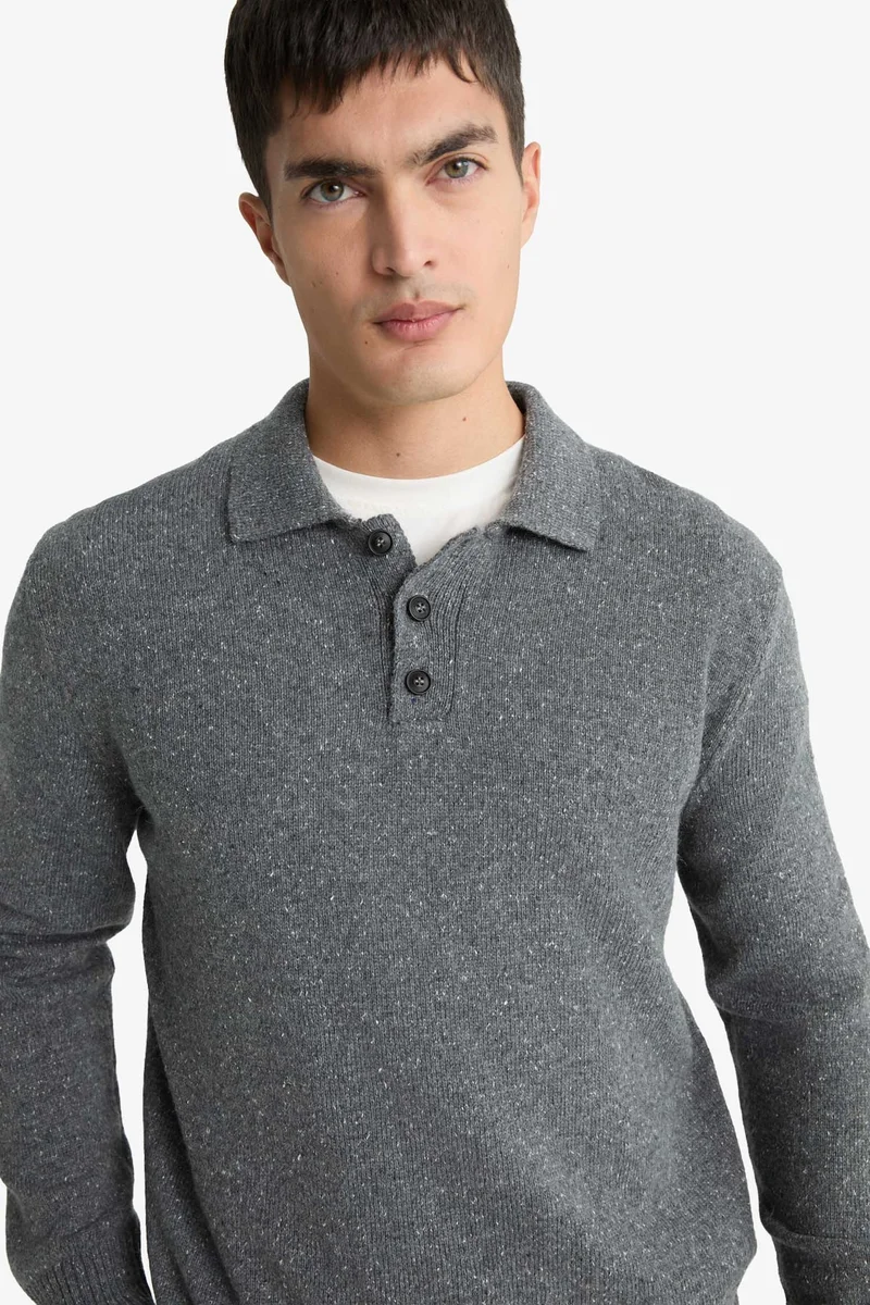 Defacto  Standard Fit Polo Collar Knitwear Pullover for Men | Best Price UAE
