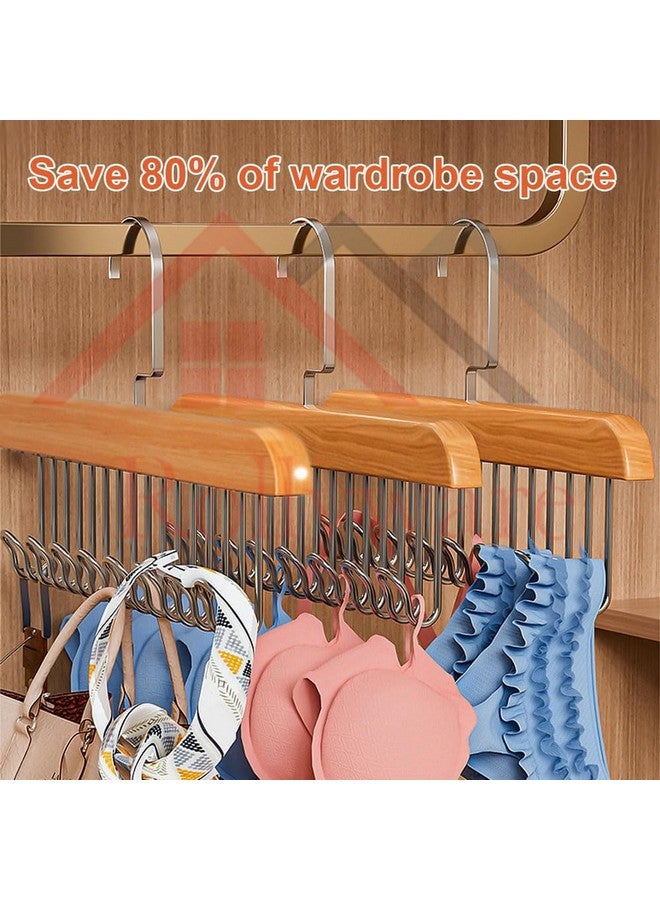 ROLLYWARE ROLLYWARE Wooden Belt Hanger for Closet with 8 Hooks, Sturdy Wooden Non-Slip Belt Holder for Wardrobe Space Saving Organizer Rotating Display Belt Rack for Bra Hat Tank Tops (Natural Wood, 3)  - Image 5
