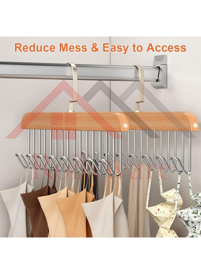 ROLLYWARE ROLLYWARE Wooden Belt Hanger for Closet with 8 Hooks, Sturdy Wooden Non-Slip Belt Holder for Wardrobe Space Saving Organizer Rotating Display Belt Rack for Bra Hat Tank Tops (Natural Wood, 3)  - Image 4