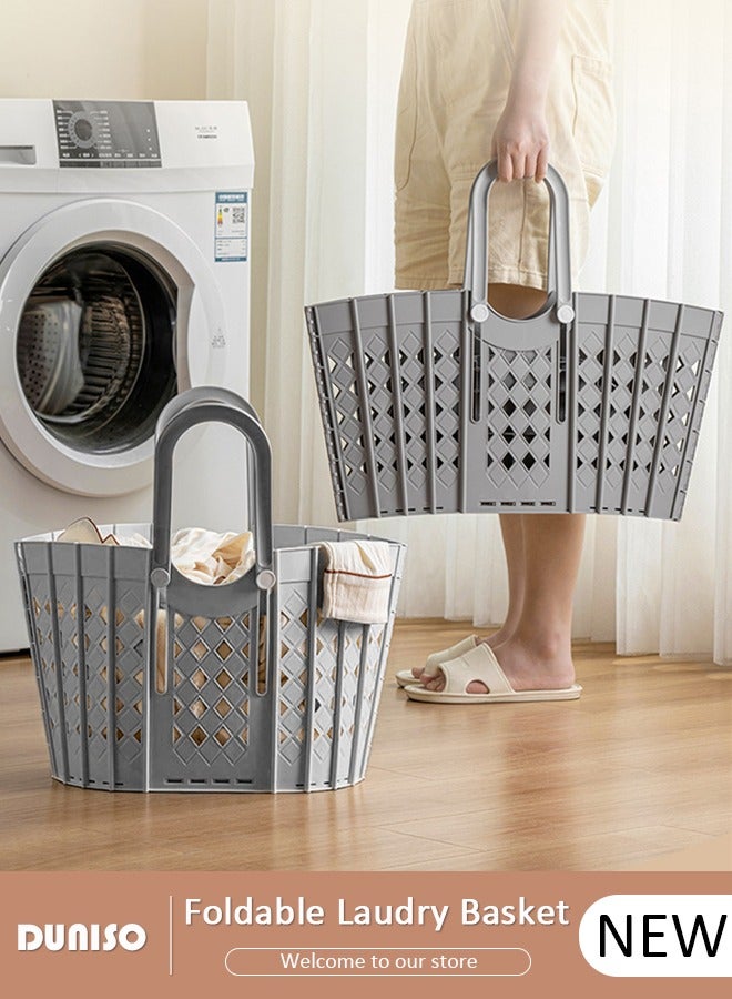 DUNISO Foldable Laudry Basket, Collapsible Clothes Laundry Hamper, Plastic Storage Laundry Box with Dual Handles, Space Saving Storage Container, Laundry Organizer Storage Bin - Image 1