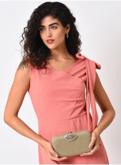 Haute Sauce Textured Push Lock Clutch Bag with Chain Strap  - Image 2