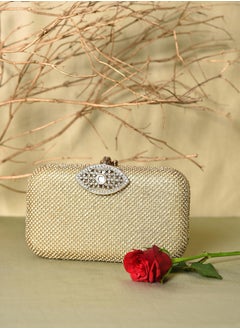 Haute Sauce Textured Push Lock Clutch Bag with Chain Strap  - Image 1