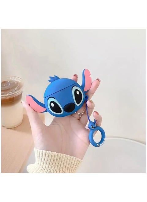 AirPods Pro 2 Case Soft Silicone Shockproof Cover for Apple Airpods Pro 2nd, New 3D Cute Cartoon Creative Fun Case with Keychain Design For Airpods Pro 2nd Case (stitch blue)