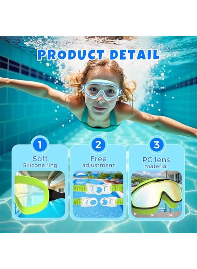 Captaintech Swim Goggles for Kids 3-15 with Earplugs Large Frame Anti-Fog/UV Swimming Goggles for Boys Girls Toddler 2PCS - Image 5