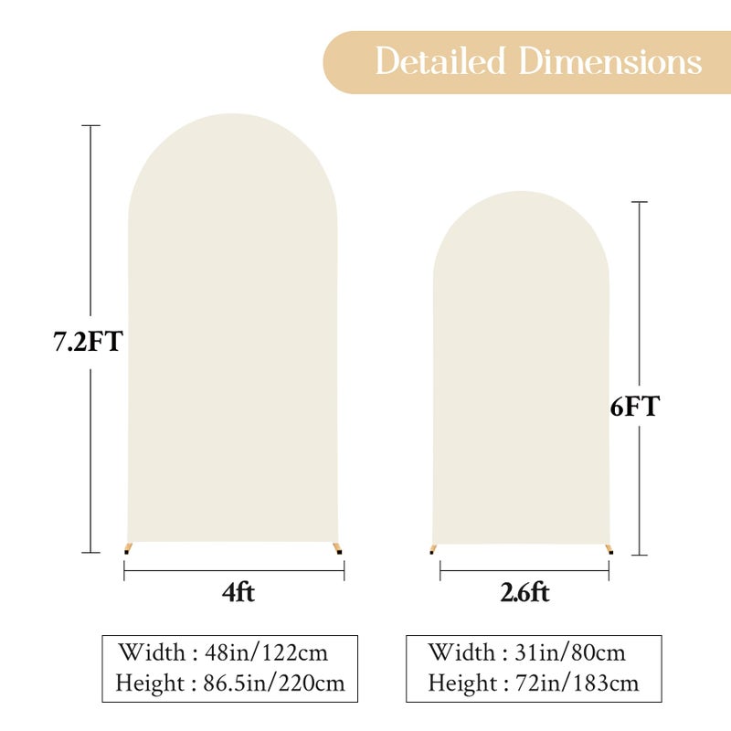 HB HBB MAGIC Beige Arch Backdrop Cover Set of 2 Beige Arch Cover 7.2 and 6ft Wedding Arch Cover Stretchy Backdrop Bridal Baby Shower Birthday Party Arches Stand Covers Spandex - Image 4