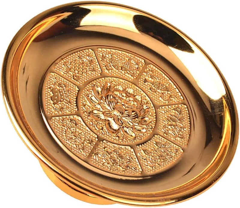 Fruit Tray Fruit Offering Tray Gold Fruit Tray Buddhism Offering Tray Buddha Altar Amulet Plate Round Fruit Food Serving Platter Buddhism Storage Tray Royal Chalice Dish Buddha Bowls - Image 1