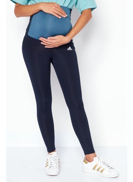 Adidas Maternity Sportswear Fit Brand Logo Training Tights, Navy Blue  - Image 1