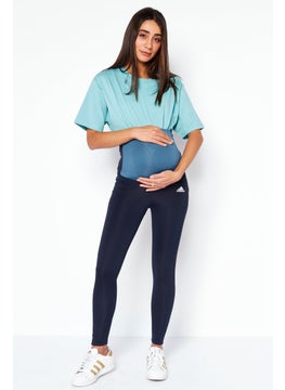 Adidas Maternity Sportswear Fit Brand Logo Training Tights, Navy Blue  - Image 3