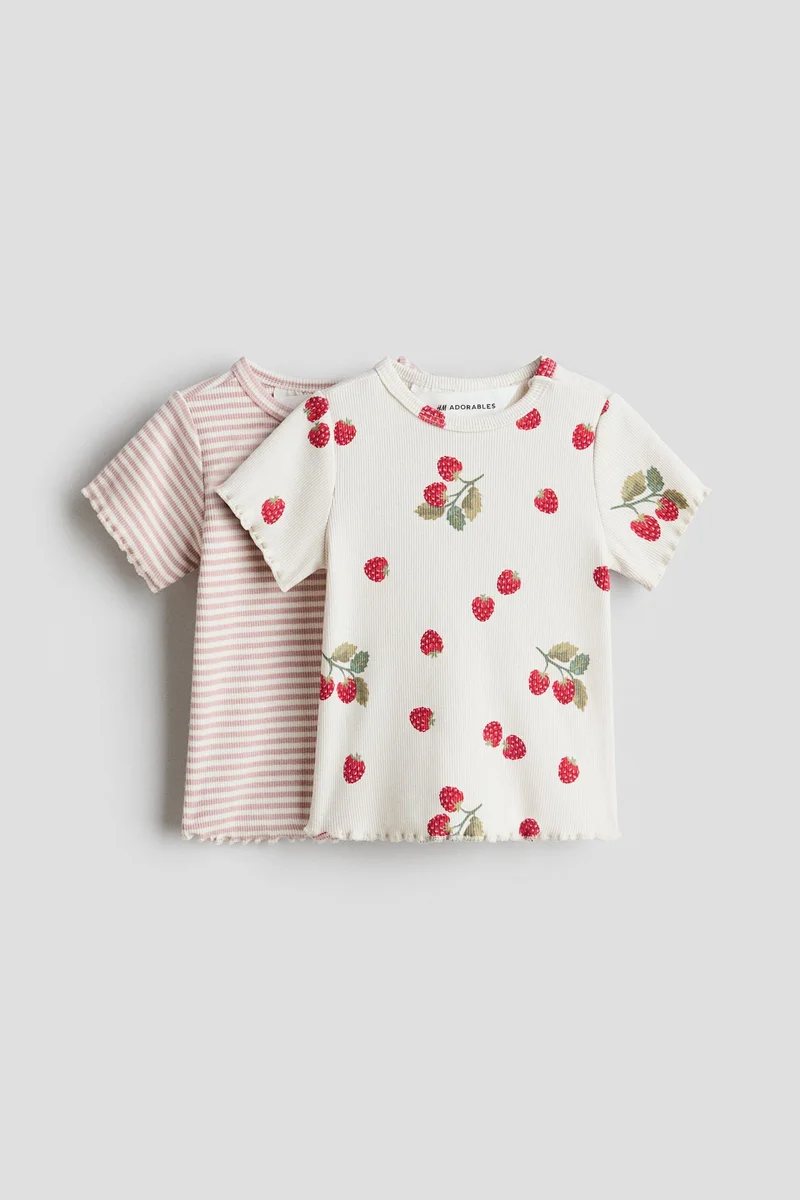 اتش اند ام بلوزة من القطن بتصميم مرن - عبوة من قطعتين