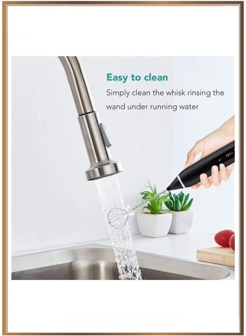 Rechargeable Electric Milk Frother Maker With Whisk Set, Handheld Foam Maker & Drink Mixer with Stainless Steel Whisks, 3-Speed Adjustable Blender for Coffee, Latte, Cappuccino & More – Black - Image 5