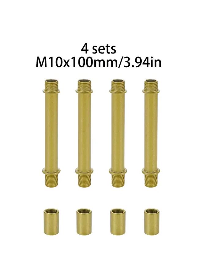 4 Sets M10x150mm Straight Pipe Lamp Stem Kit With Golden Connector Rod - Image 3