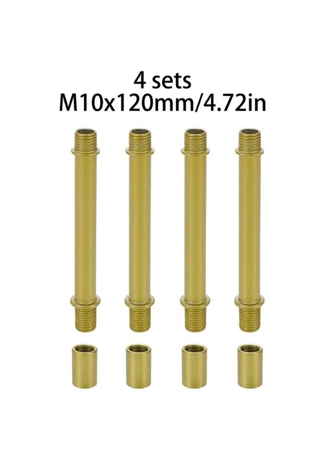 4 Sets M10x150mm Straight Pipe Lamp Stem Kit With Golden Connector Rod - Image 5