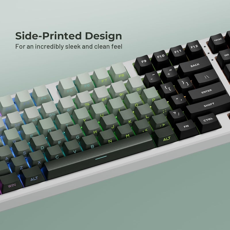 SDYZ XVX Shine Through Side Print PBT Double Shot Custom Keycap Set - 136 Keys Gradient Seaweed Green, OEM Profile for Cherry Gateron MX Switches Keyboard - Image 2