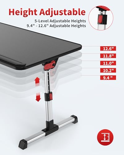 SAIJI Laptop Desk Table, SAIJI Adjustable Laptop Stand, Portable Lap Desks with Foldable Legs, Notebook Standing Breakfast Tray Reading Desk for Sofa Couch Bed Floor (Black,Medium Size) - Image 2