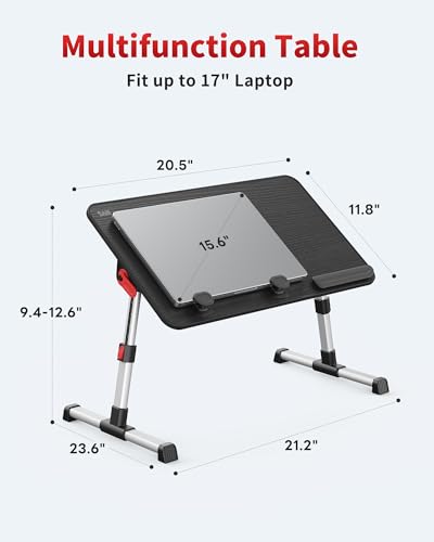 SAIJI Laptop Desk Table, SAIJI Adjustable Laptop Stand, Portable Lap Desks with Foldable Legs, Notebook Standing Breakfast Tray Reading Desk for Sofa Couch Bed Floor (Black,Medium Size) - Image 5