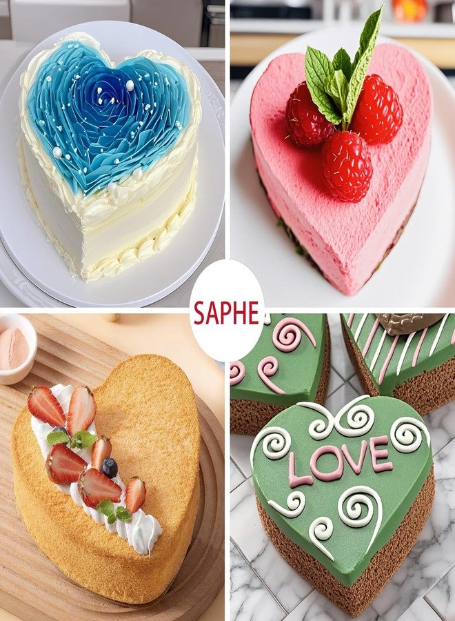 saphe Silicone 10 Inch Cake Pans - Heart Shaped Baking Molds, Set of 4 Cake Molds for Cake, Cheesecake, Rainbow Cake (heart shaped) - Image 2