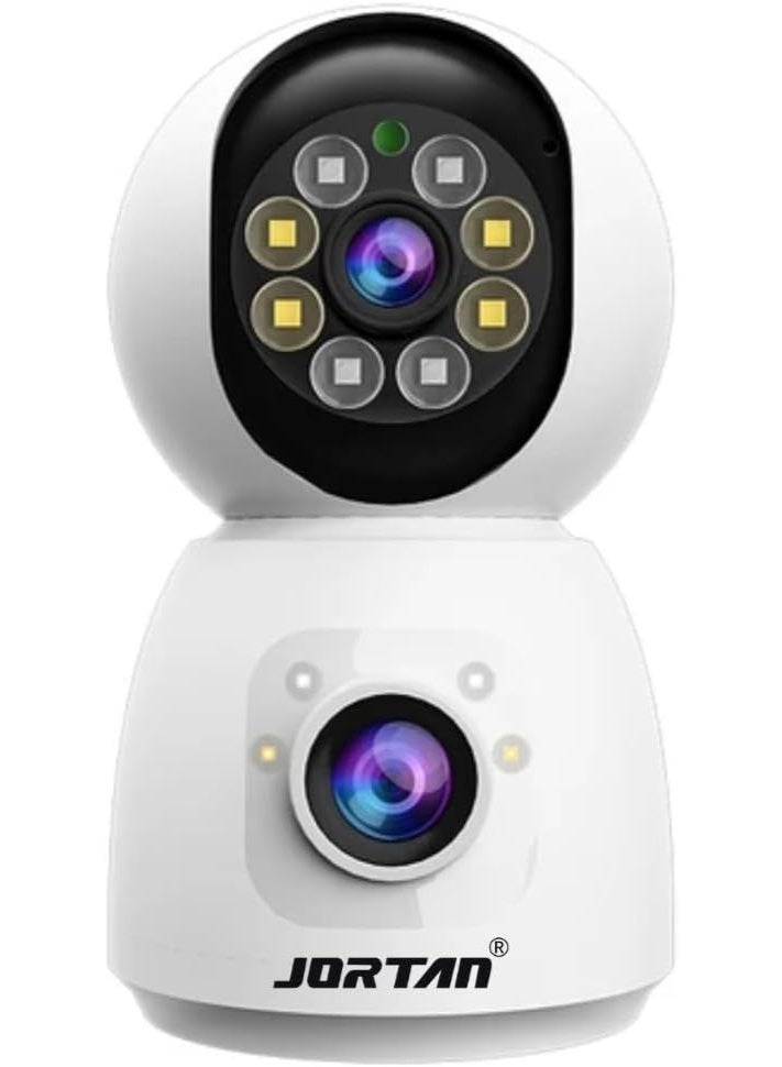 JORTAN 4MP Indoor Dual Lens Wi-Fi Security Camera with PTZ Control, Full Color Night Vision, Auto Tracking, Motion Detection, Two-Way Audio, HD Video, Security Alarm, Baby & Pet Monitoring, Remote Viewing - Image 1