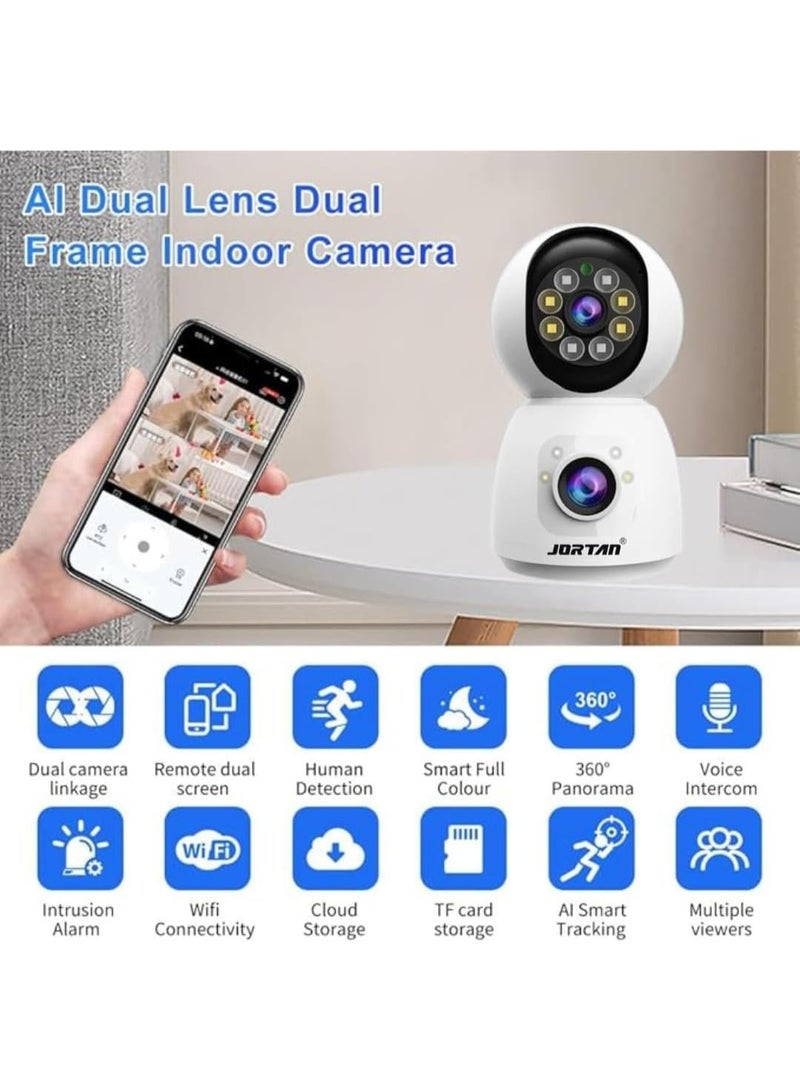 JORTAN 4MP Indoor Dual Lens Wi-Fi Security Camera with PTZ Control, Full Color Night Vision, Auto Tracking, Motion Detection, Two-Way Audio, HD Video, Security Alarm, Baby & Pet Monitoring, Remote Viewing - Image 4