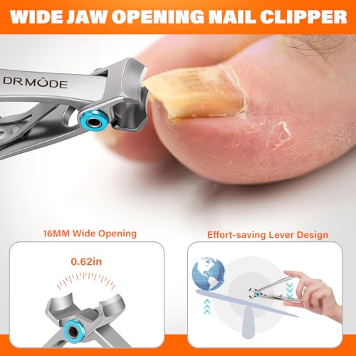 DRMODE Toenail Clippers for Seniors Thick Toenails, Large Toe Nail Clippers for Men Thick Nails with Wide Opening, Sharp Heavy Duty Ingrown Toenail Clippers Nail Cutter Long Handle with Slanted Blade - Image 3