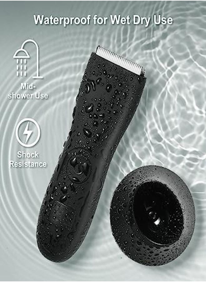 Generic - Electric Body Trimmer for Men – Cordless Groin Groomer Ball Trimmer Shaver with LED, Waterproof Wet & Dry Male Hygiene Razor Mens Pubic Hair Trimmer, Replaceable Ceramic Blade Heads - Image 1