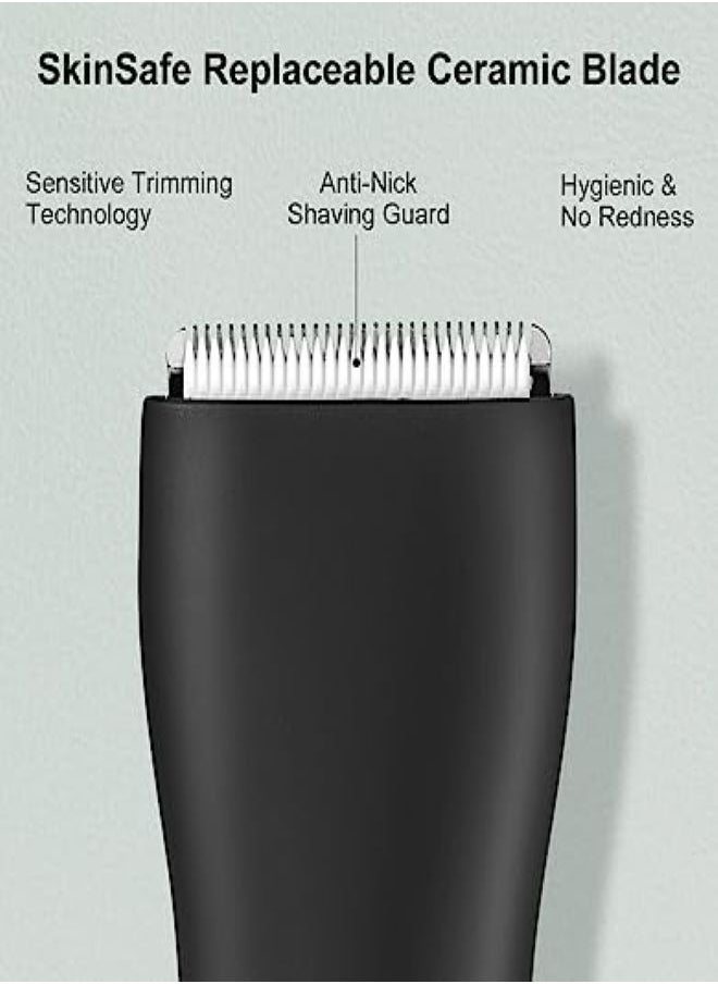 Generic - Electric Body Trimmer for Men – Cordless Groin Groomer Ball Trimmer Shaver with LED, Waterproof Wet & Dry Male Hygiene Razor Mens Pubic Hair Trimmer, Replaceable Ceramic Blade Heads - Image 1