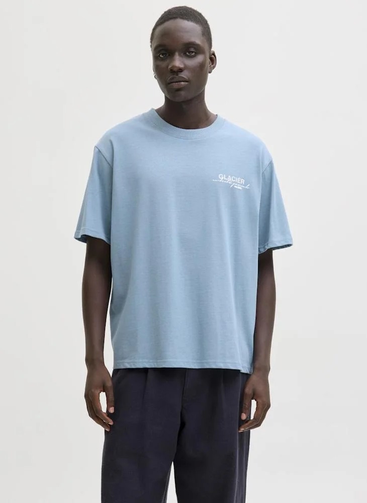 JACK & JONES Text Print Regular Fit Crew Neck T-Shirt