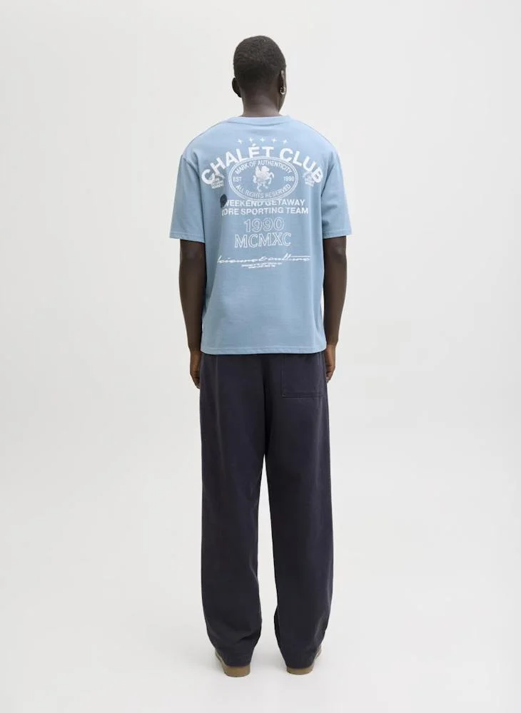 JACK & JONES Text Print Regular Fit Crew Neck T-Shirt