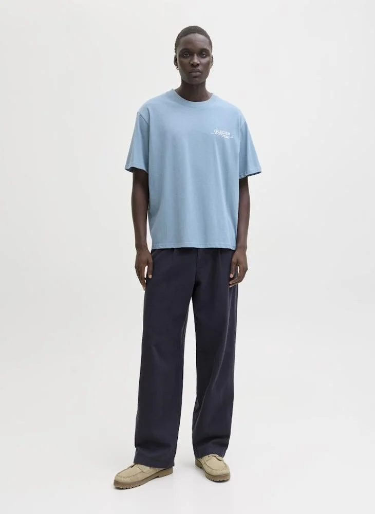 JACK & JONES Text Print Regular Fit Crew Neck T-Shirt