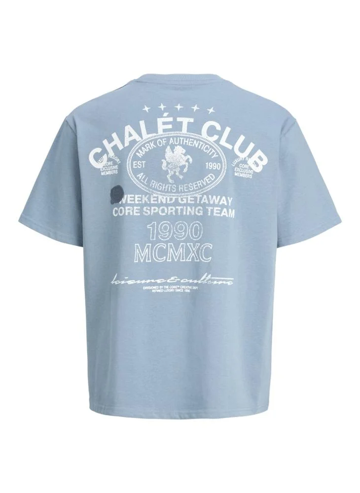 JACK & JONES Text Print Regular Fit Crew Neck T-Shirt