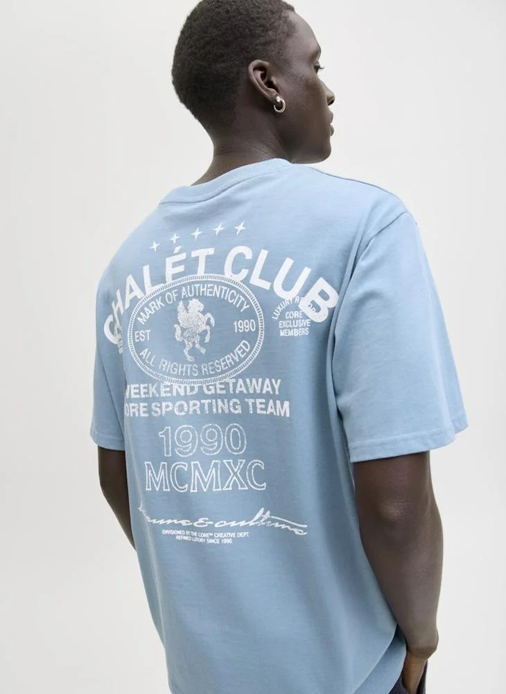 JACK & JONES Text Print Regular Fit Crew Neck T-Shirt