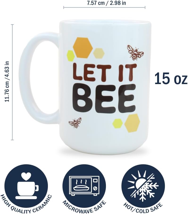 Hogg Bee Mug Ceramic Coffee Mugs for Women Bumble Bee Decor Yellow Gifts Bumblebee Gifts for Women 15 oz Ceramic Coffee Cup Let it Be - Image 5